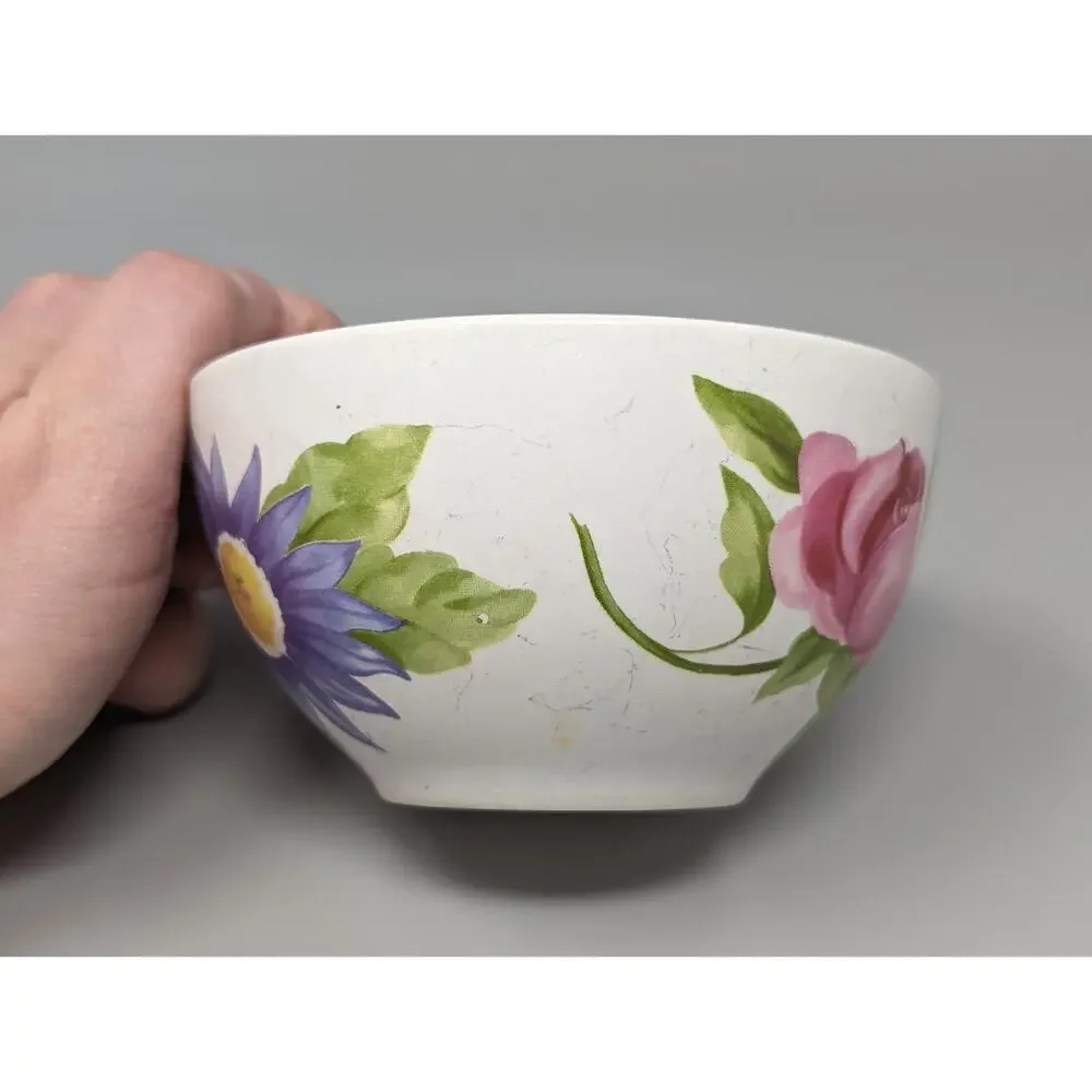 Pfaltzgraff Emma Fruit Dessert Snack White Floral Small Bowls 4.5